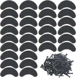 30PCS Heel Plates Black Heel Taps Rubber Tips Sole Repair Pad Replacement with Nails(2.04" x 0.78" x 0.15")