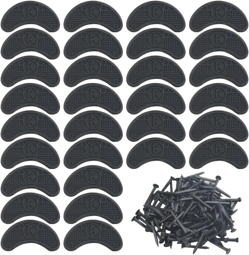 30PCS Heel Plates Black Heel Taps Rubber Tips Sole Repair Pad Replacement with Nails(2.04" x 0.78" x 0.15")