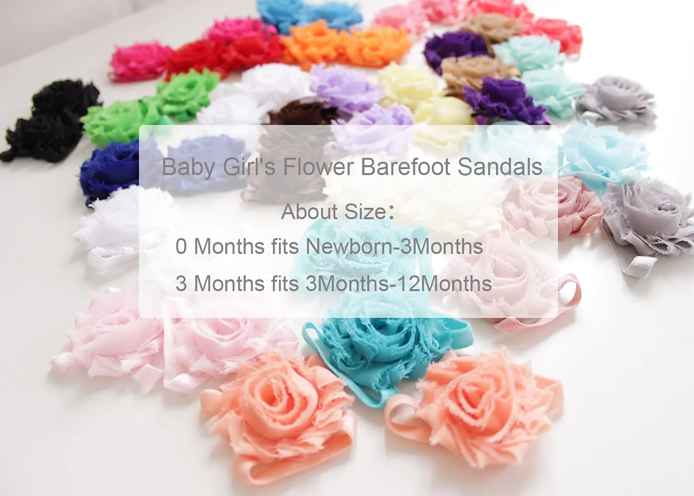 Baby Girl's Flower Barefoot Sandals for Infant and Toddlers 0-12Months Black,light Brown,gray 0 Months Infant