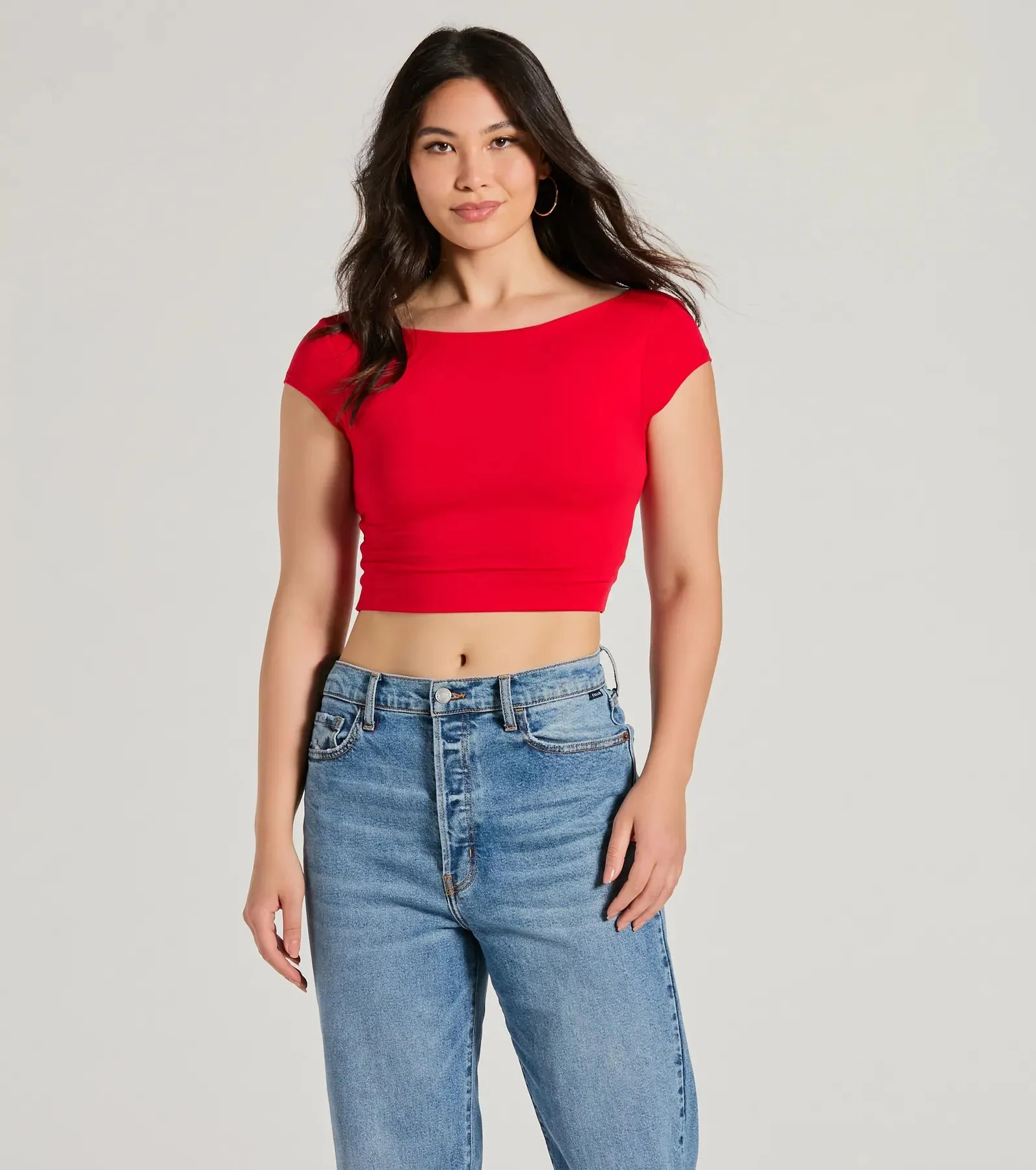 Back It Up Short Sleeve Strappy Crop Top