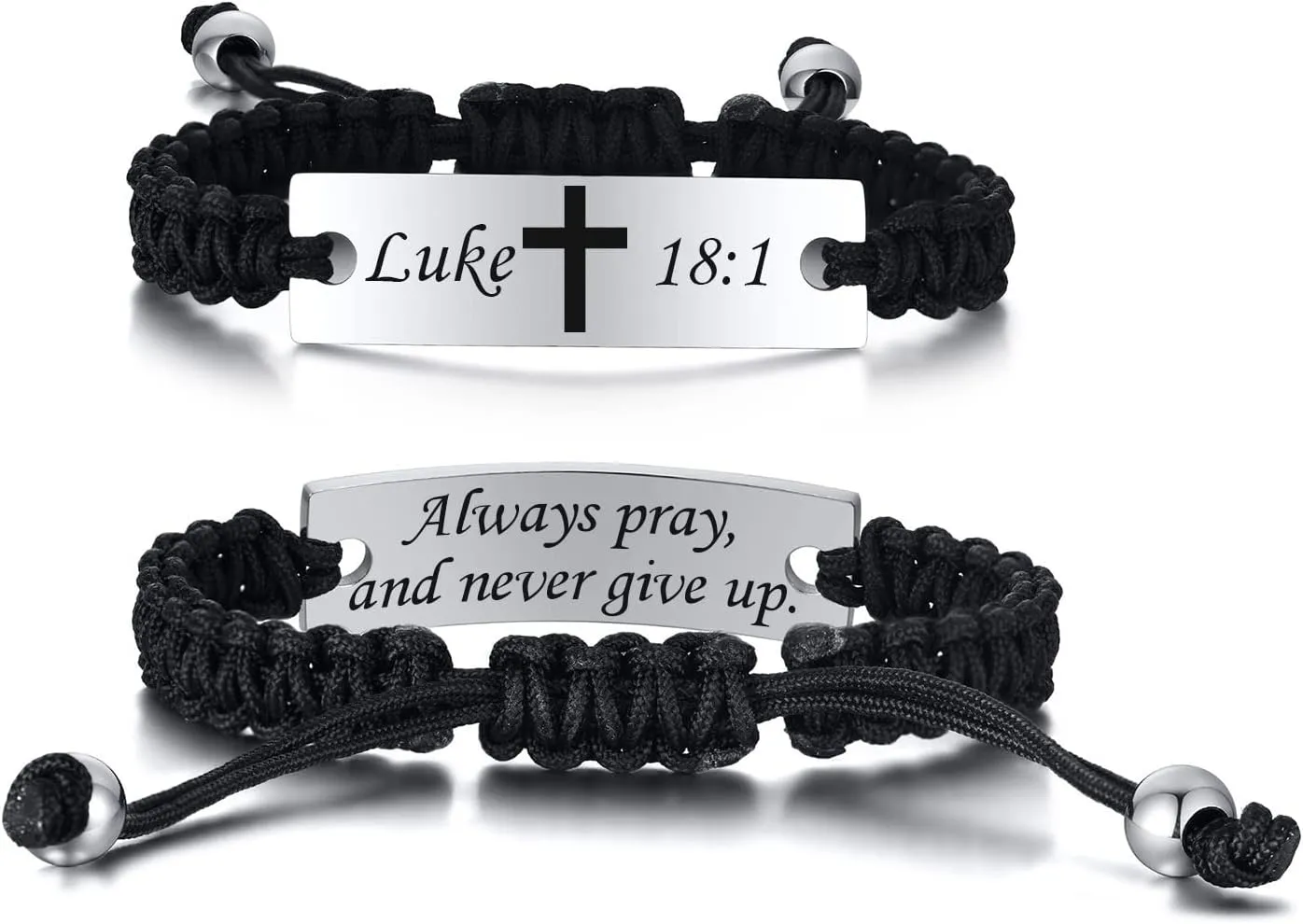 Bible Cross Bracelet for Men, Christian Scripture Braided Rope Cuff Wristband Men's Religious Quote Faith PSALM 138:1 Verses Bangle,7.48"