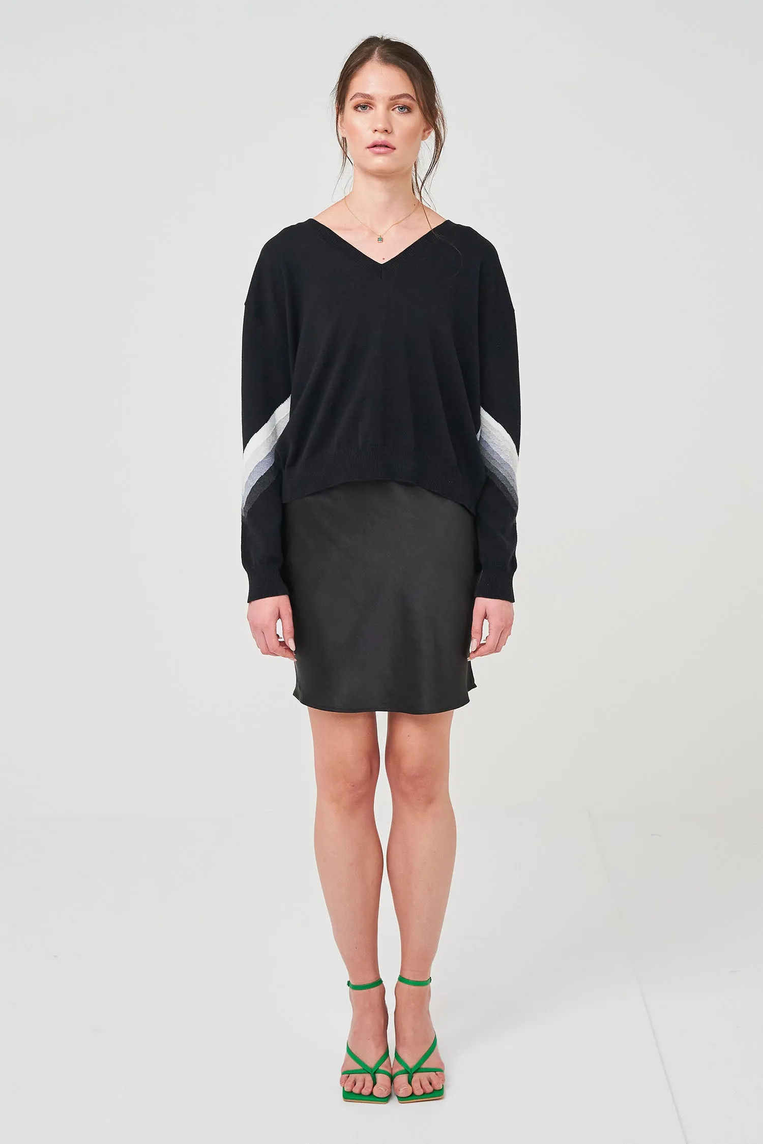 Chevron Stripe V Neck Jumper