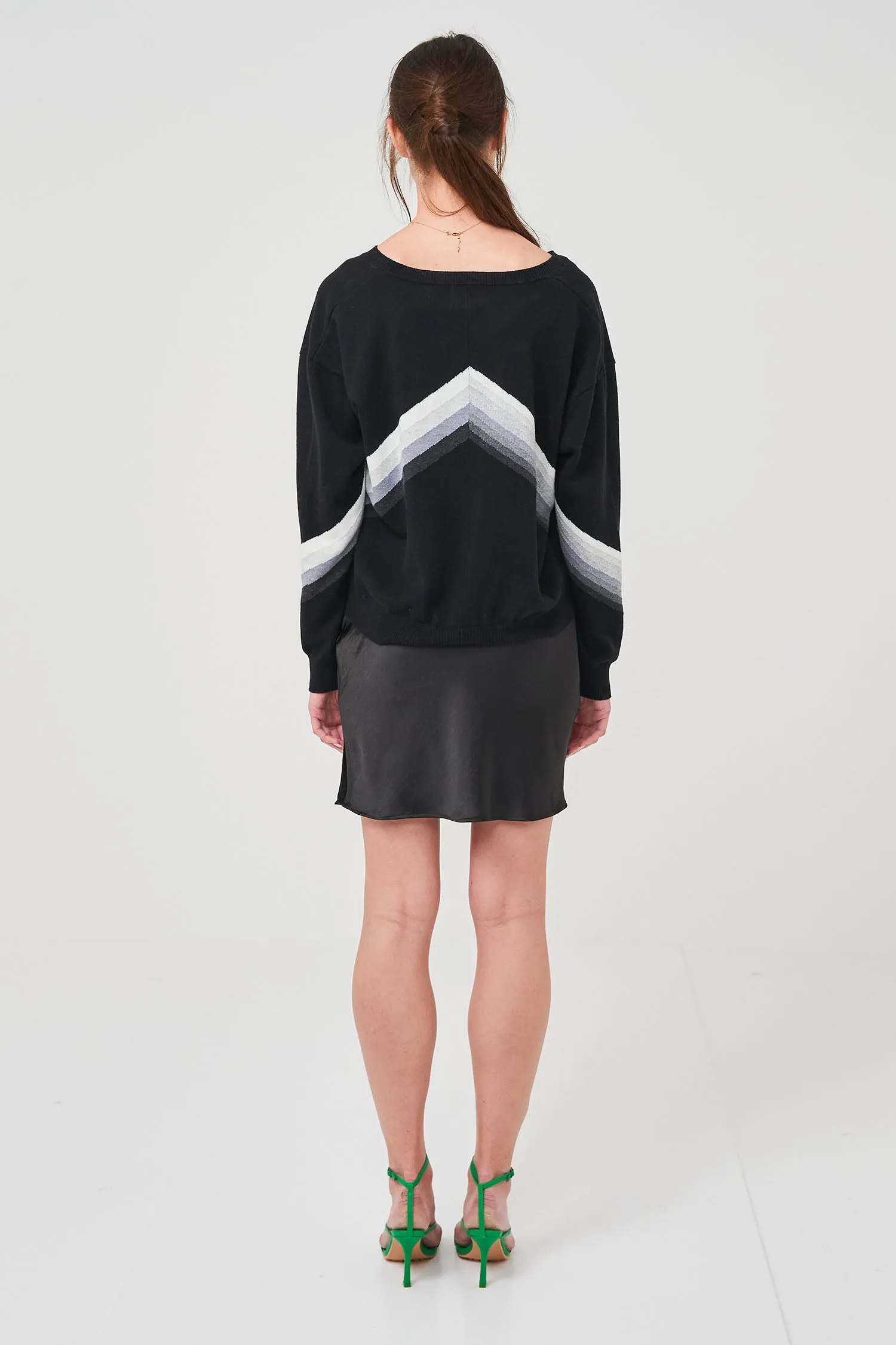 Chevron Stripe V Neck Jumper
