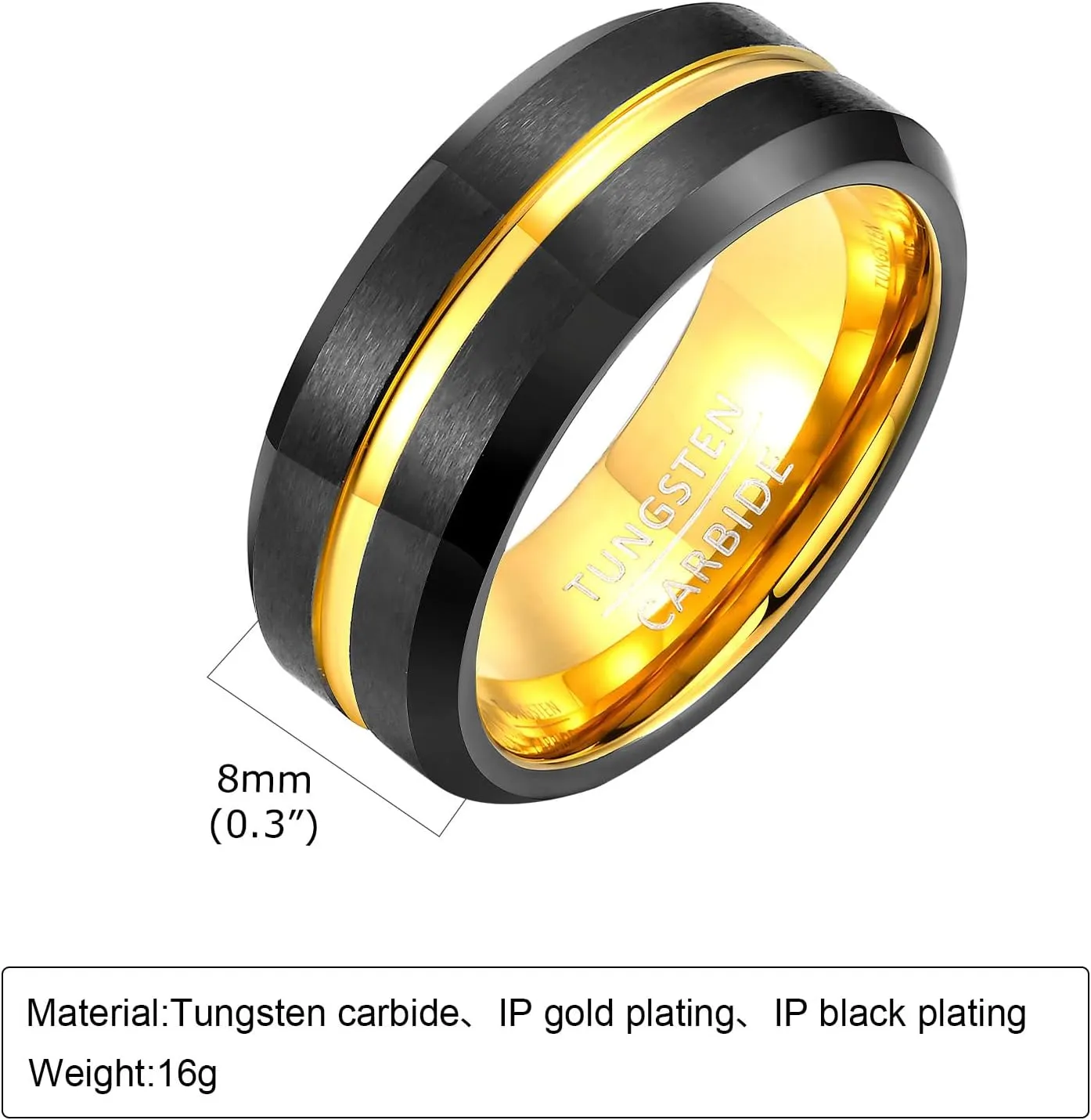 Cross Inspirational Faith Verses Ring Grooved Center Tungsten Carbide Faith Bible Hypotenuse Ring Customize Inspirational Ring High Polished Wedding Jewelry for Men Women, Size 7 to 12