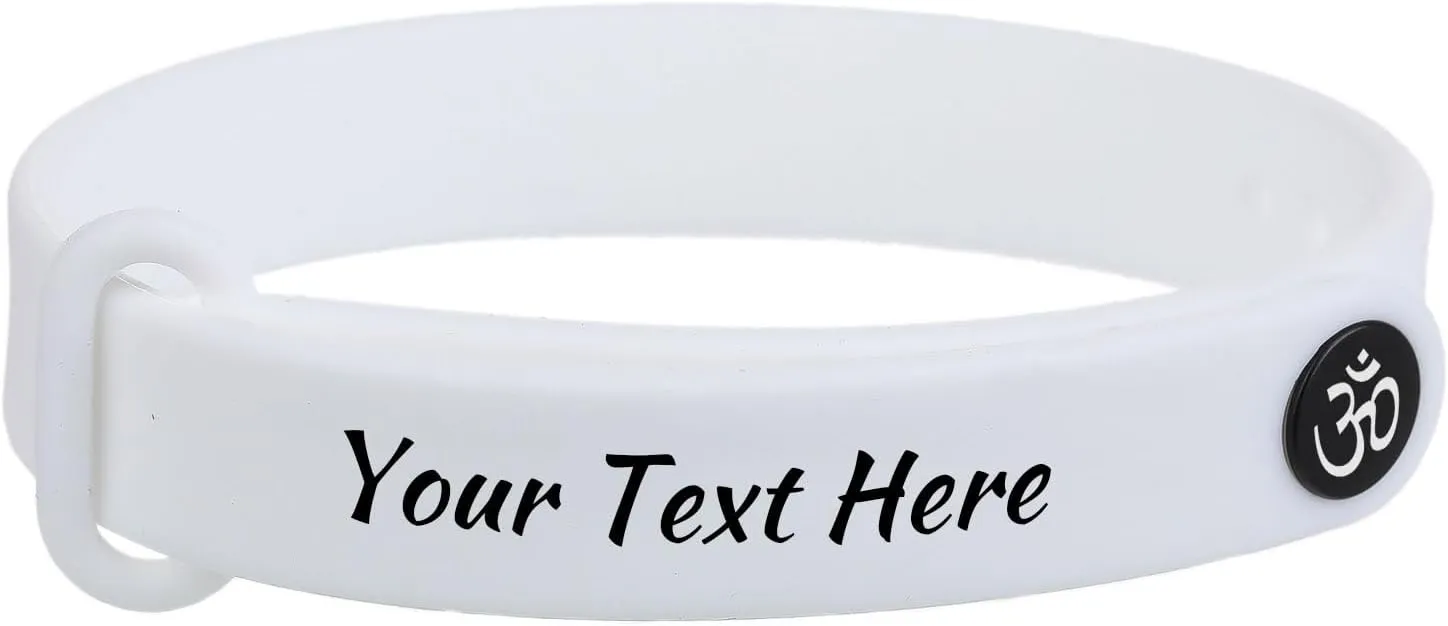 Free Engraved Meditation Yoga Silicone Bracelet Buddhist Amulet Lucky Gift Prayer Rubber Bracelets Solid Color Silicone Wristbands with Stainless Steel Adjustable Accessories, 5.3 to 8.58"