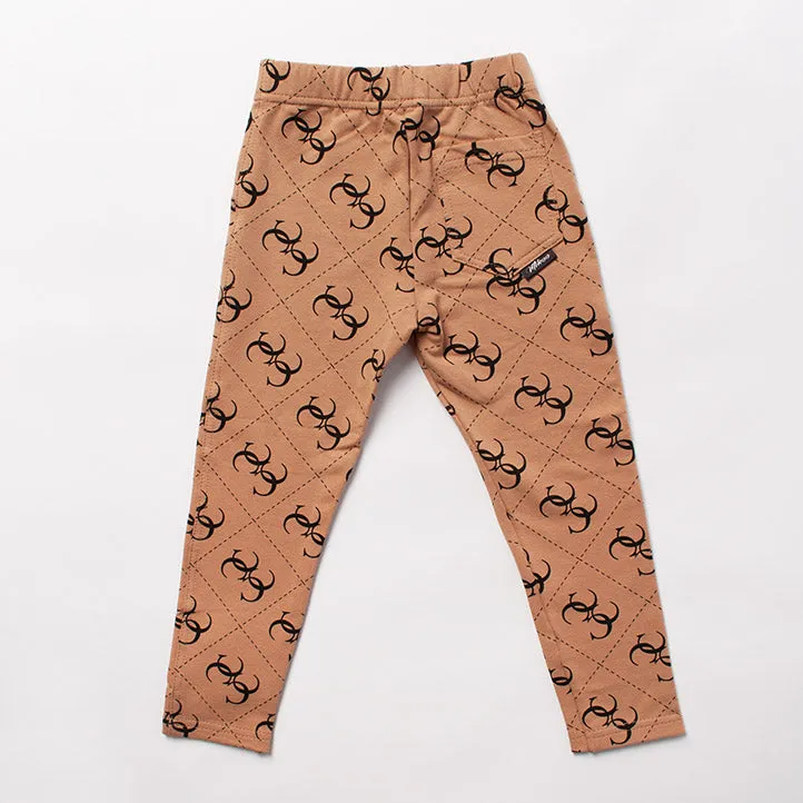 Girls' Brown Pants with CC Print | MIK-10