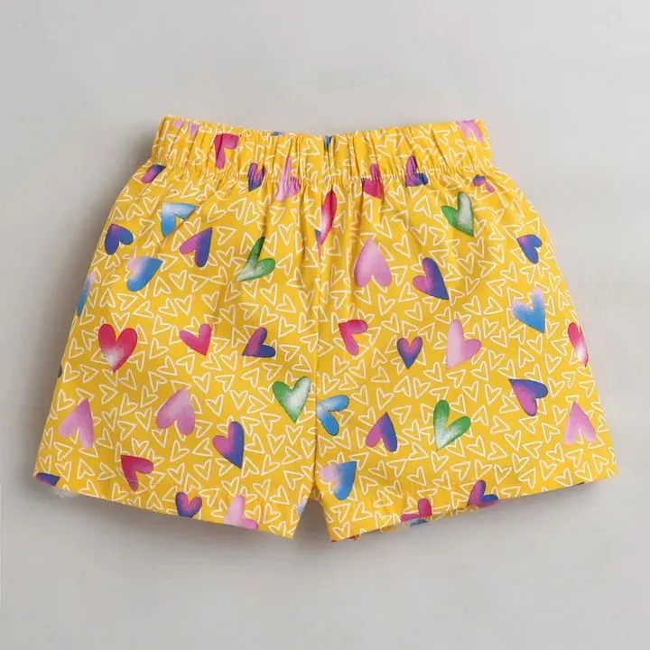Hearts Printed Short - Yellow