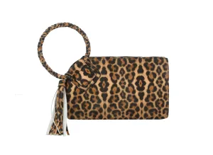 HF Decorative Leo Print Wristlet Clutch