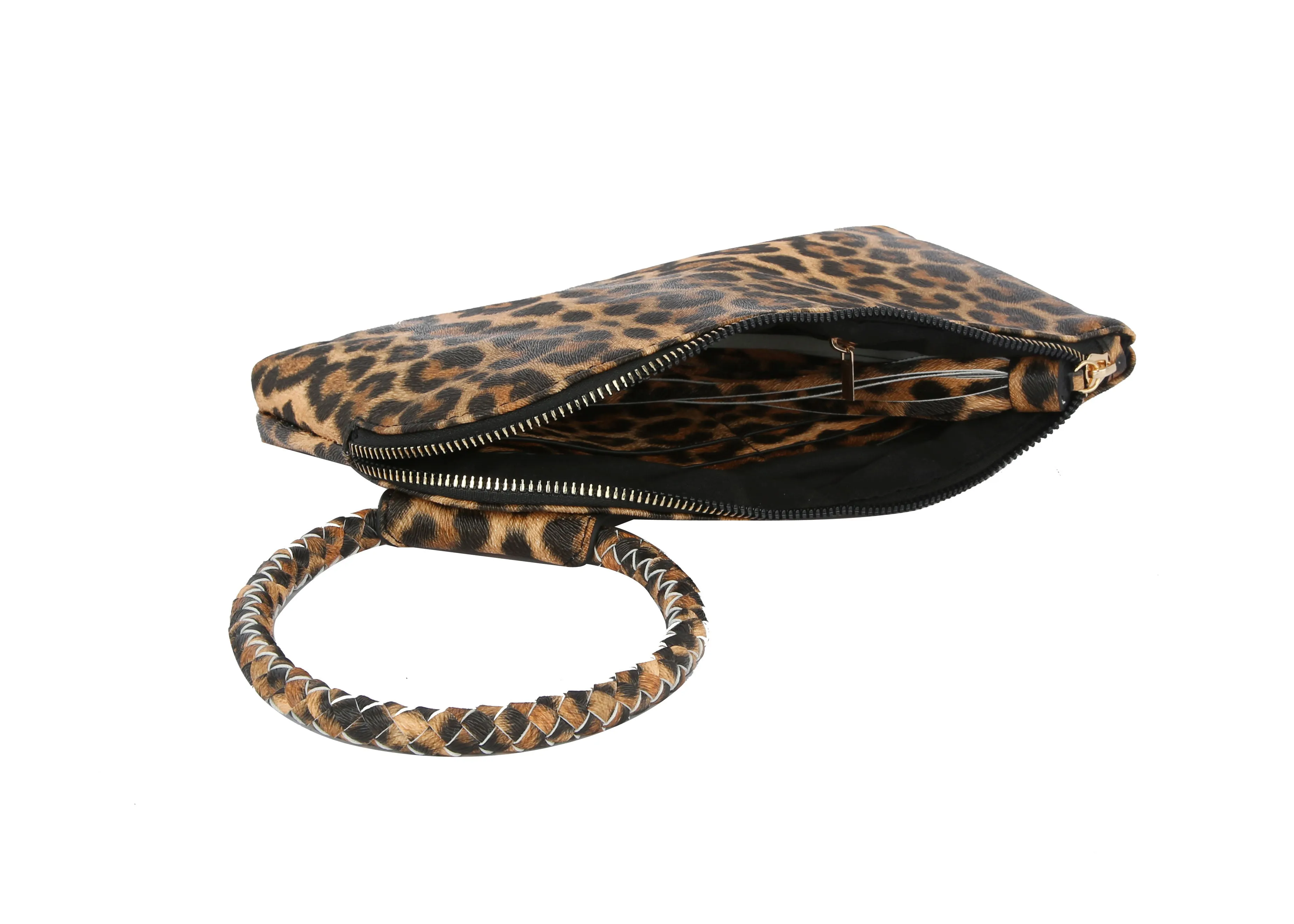HF Decorative Leo Print Wristlet Clutch