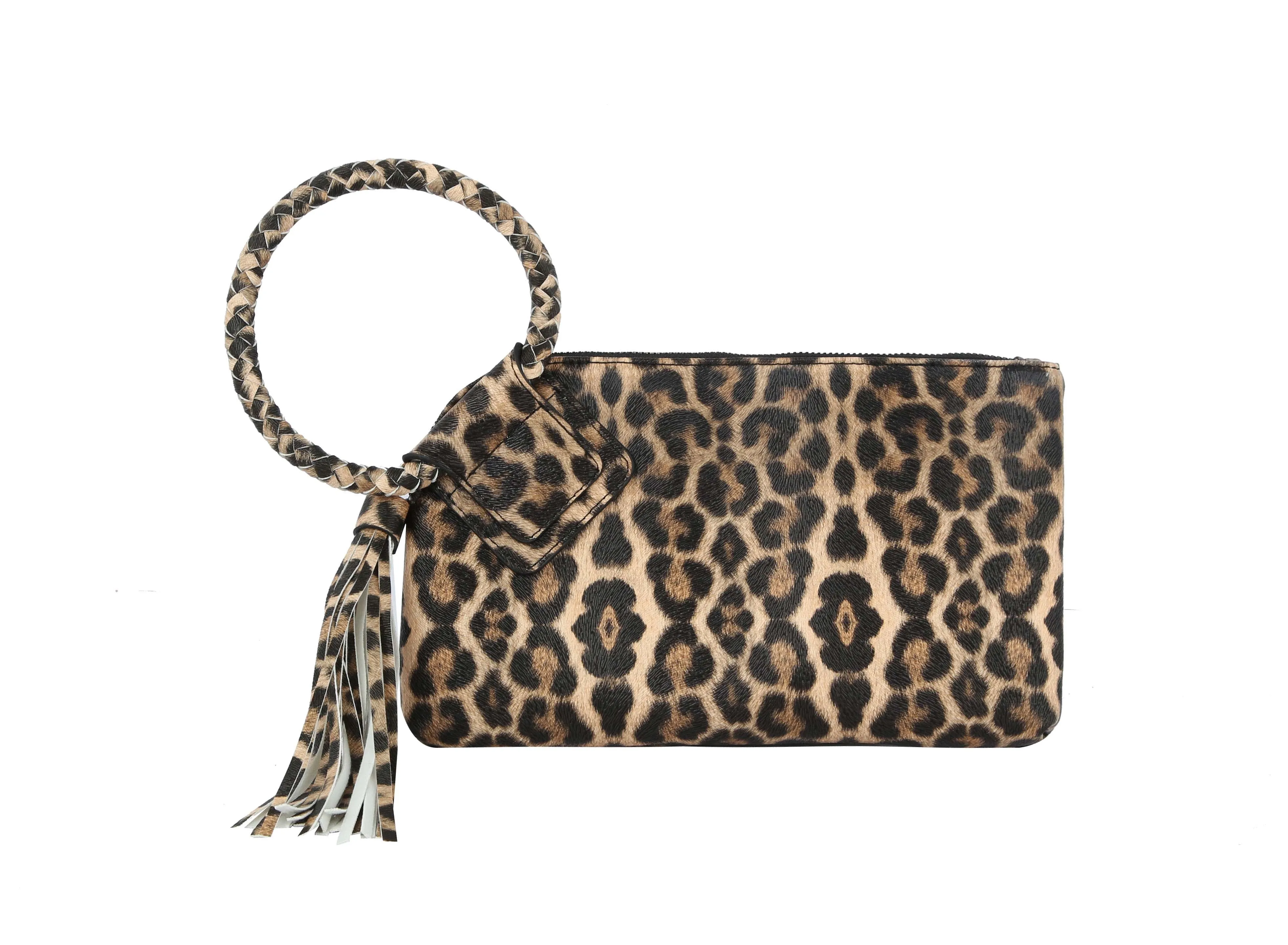 HF Decorative Leo Print Wristlet Clutch