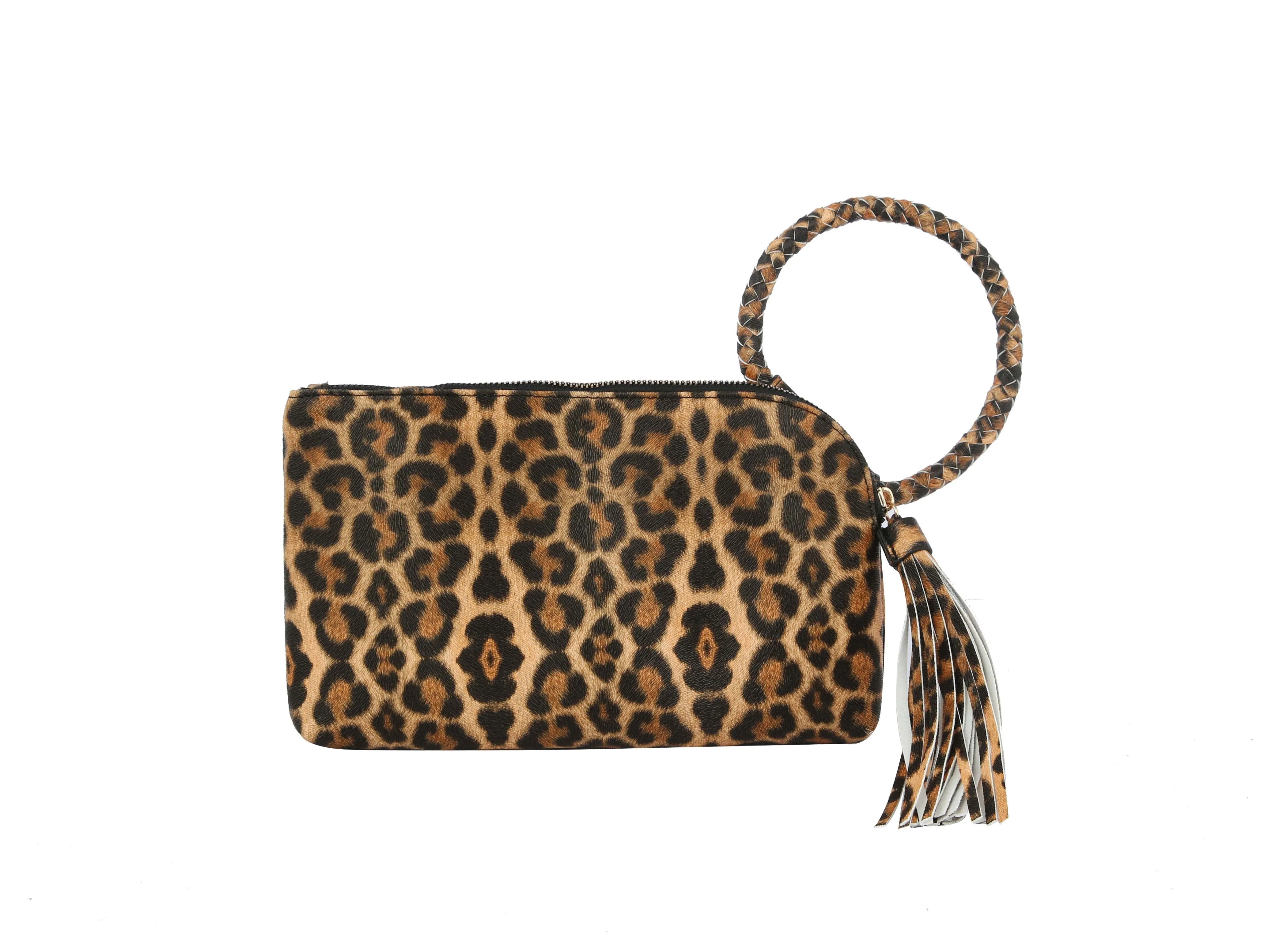 HF Decorative Leo Print Wristlet Clutch