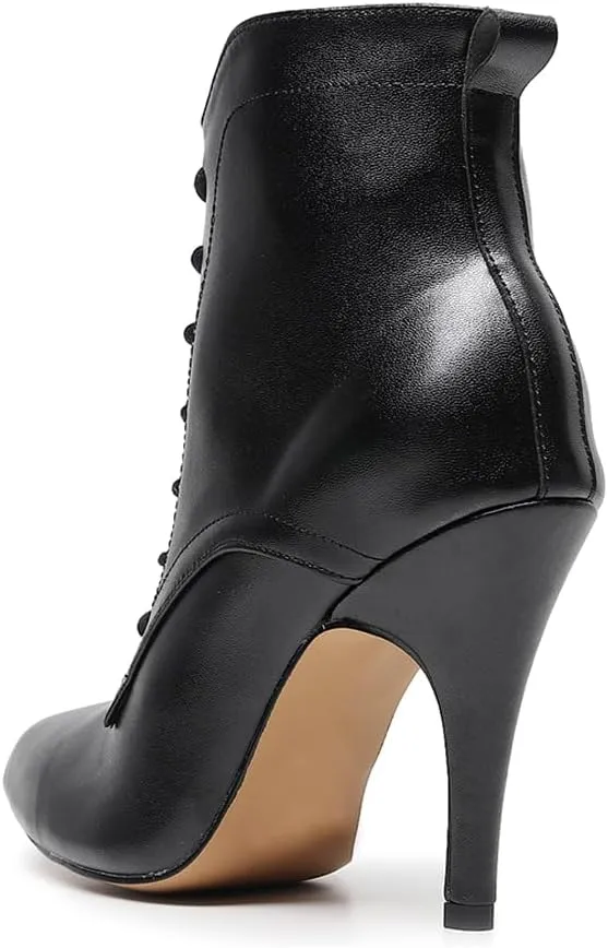HIPPOSEUS Women Lace up Latin Ballroom Dance Boot Closed Toe Salsa Stiletto Heel Ankle Boots,Model 7254