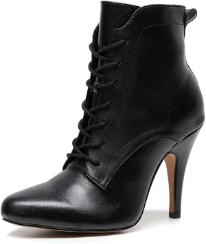 HIPPOSEUS Women Lace up Latin Ballroom Dance Boot Closed Toe Salsa Stiletto Heel Ankle Boots,Model 7254