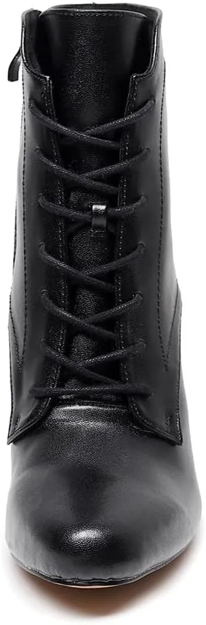 HIPPOSEUS Women Lace up Latin Ballroom Dance Boot Closed Toe Salsa Stiletto Heel Ankle Boots,Model 7254