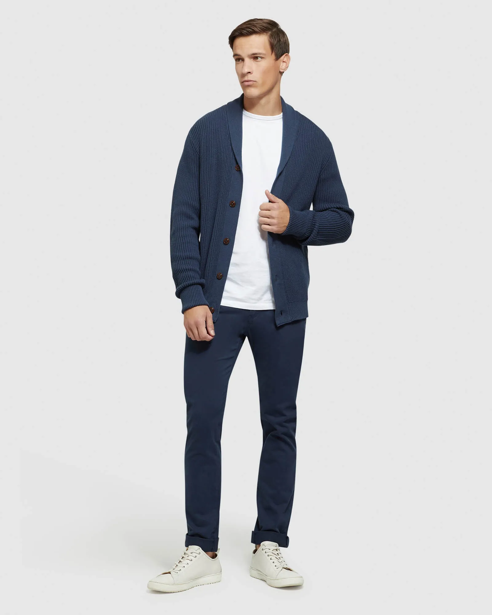 Jed Ribbed Button Cardigan