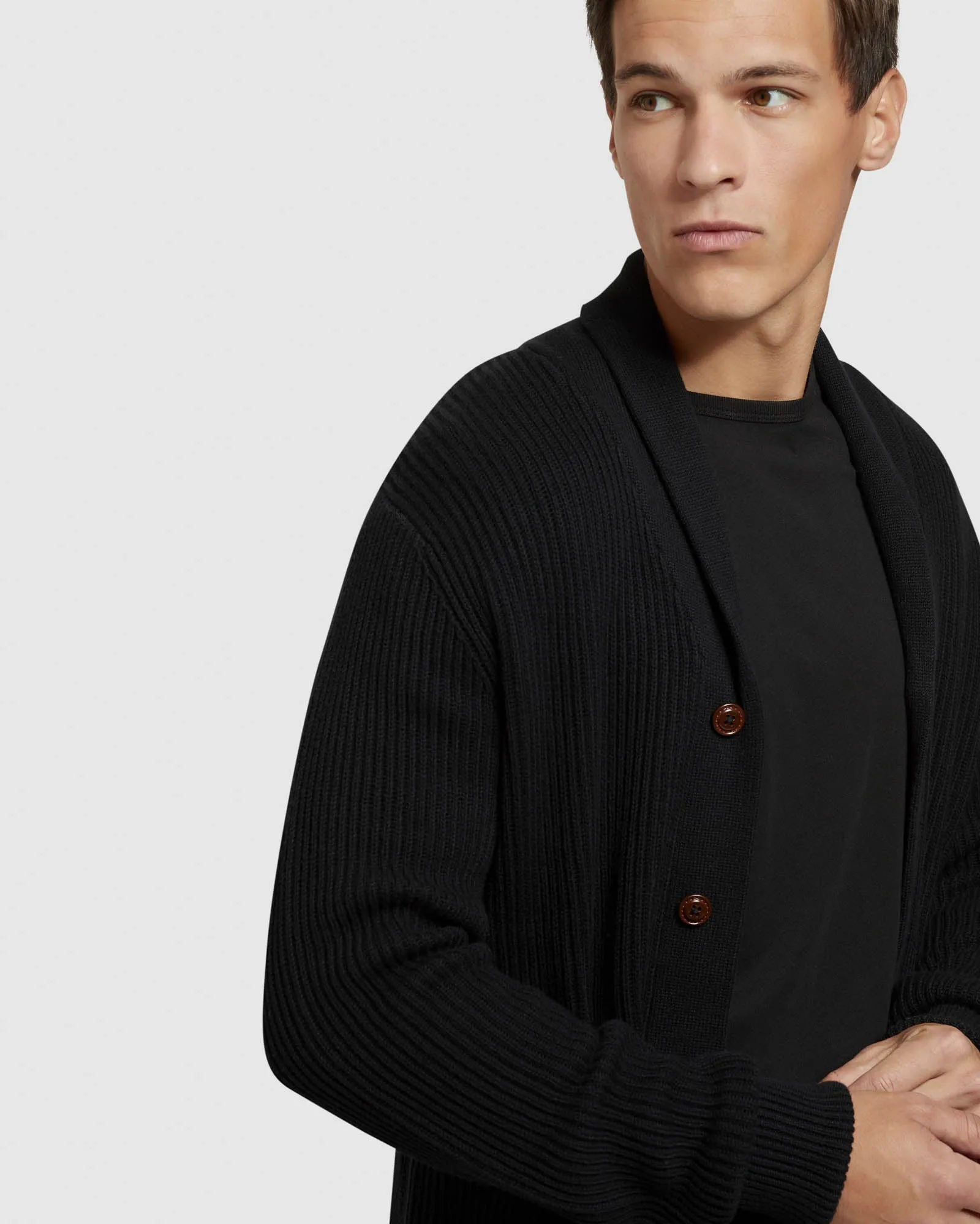 Jed Ribbed Button Cardigan
