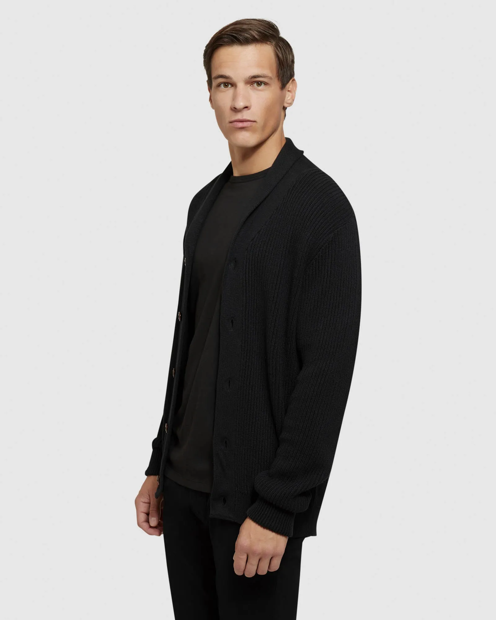 Jed Ribbed Button Cardigan