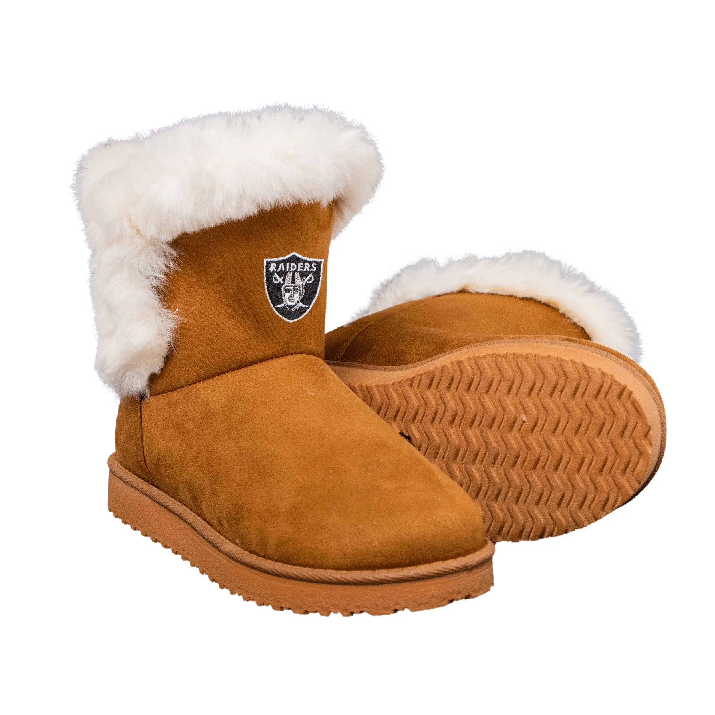 Las Vegas Raiders NFL Womens White Fur Boots
