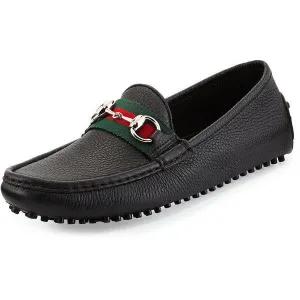 Leather Horsebit Driver Black Leather
