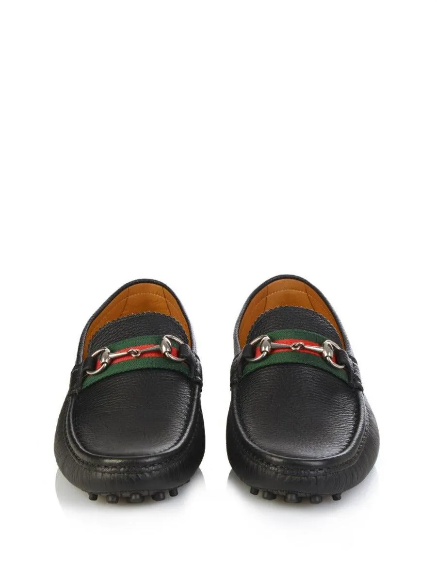 Leather Horsebit Driver Black Leather