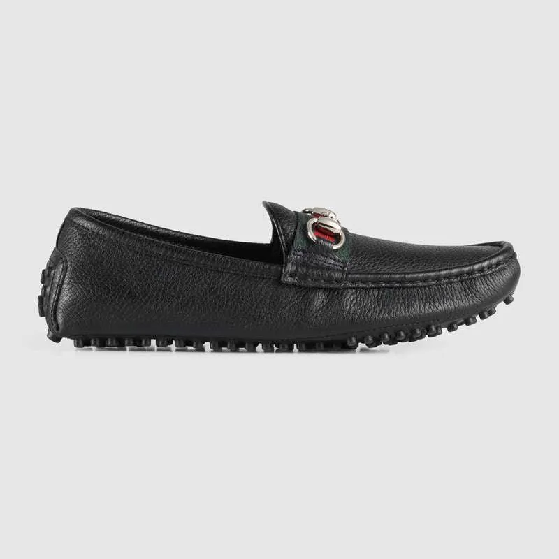 Leather Horsebit Driver Black Leather