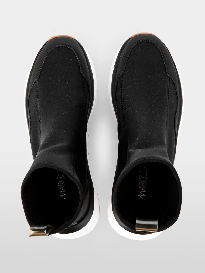 Marc Cain Black Slip-On Sneakers in Glitter Neoprene