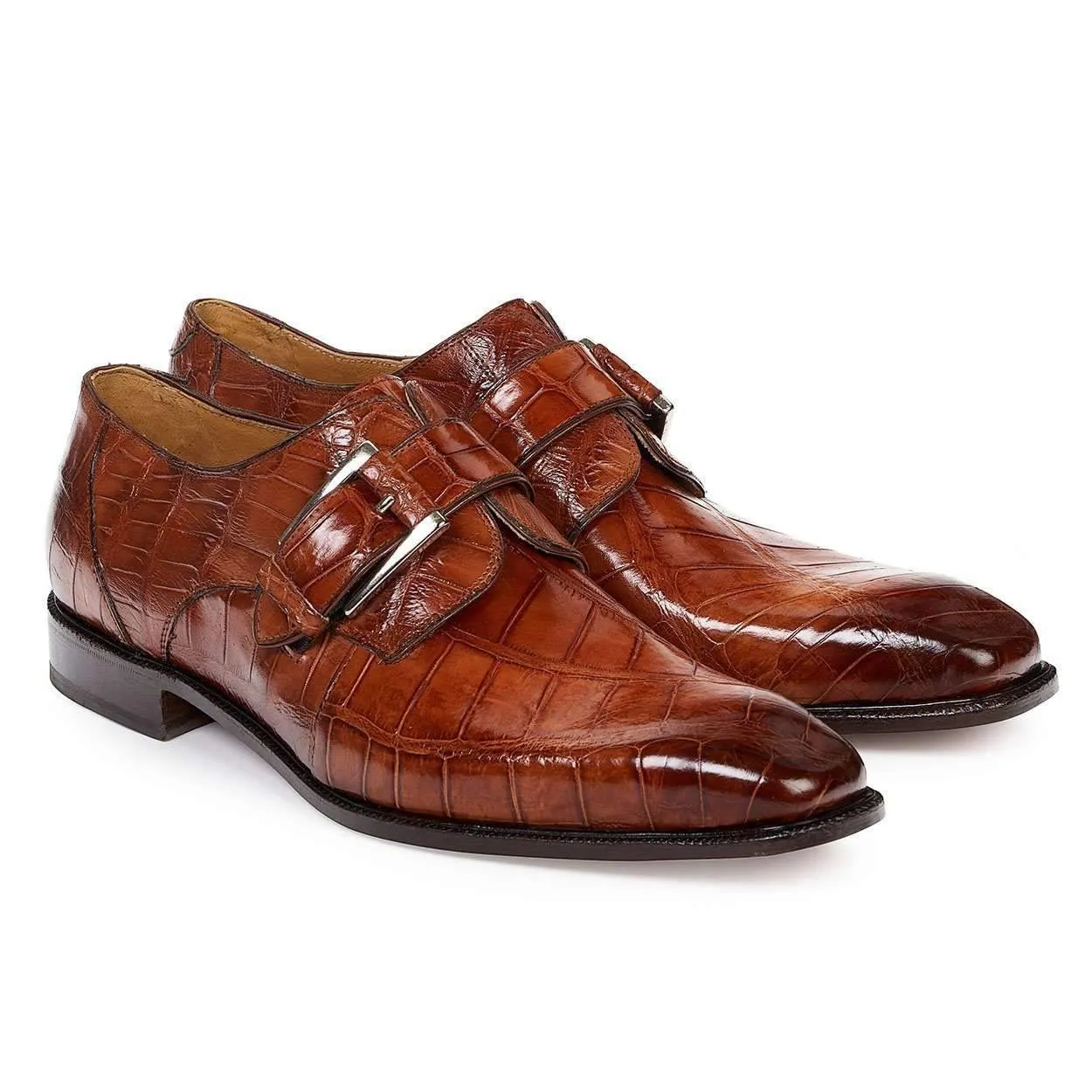 Mauri 4853 Designer Shoes Exotic Skin Men's Acacia Gold Burnished Alligator Body Loafers (MA4804)