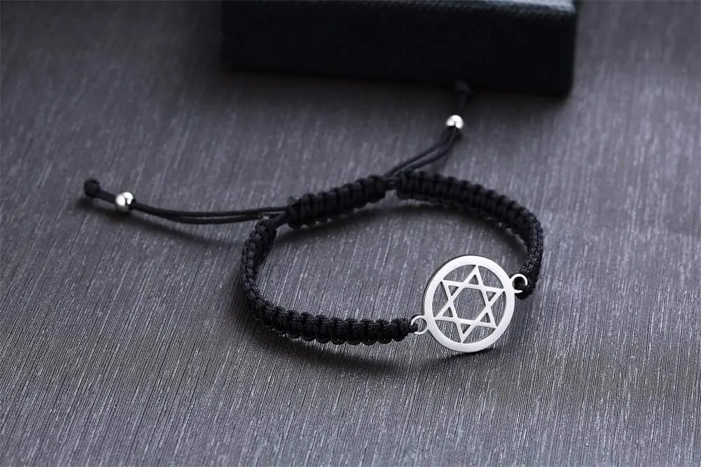MEALGUET 1-5 Pcs Stainless Steel Star of David Charm Braided Macrame Bracelets Jewish Jewelry Religious Gift for Men Women