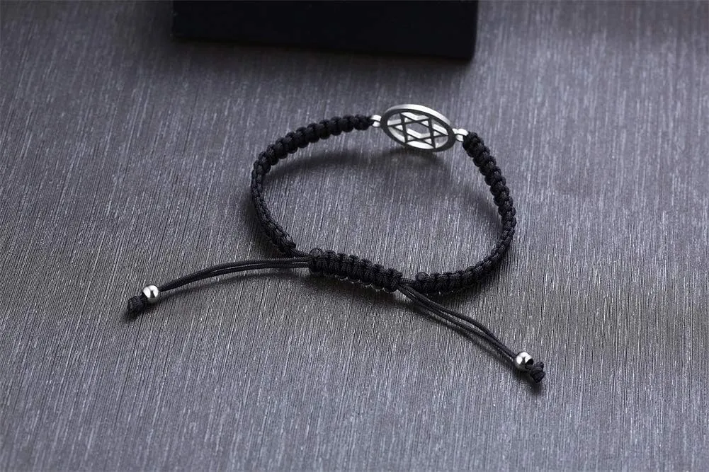 MEALGUET 1-5 Pcs Stainless Steel Star of David Charm Braided Macrame Bracelets Jewish Jewelry Religious Gift for Men Women