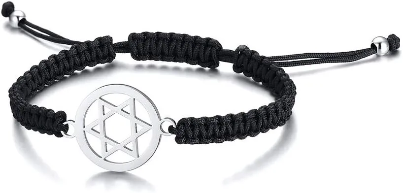 MEALGUET 1-5 Pcs Stainless Steel Star of David Charm Braided Macrame Bracelets Jewish Jewelry Religious Gift for Men Women