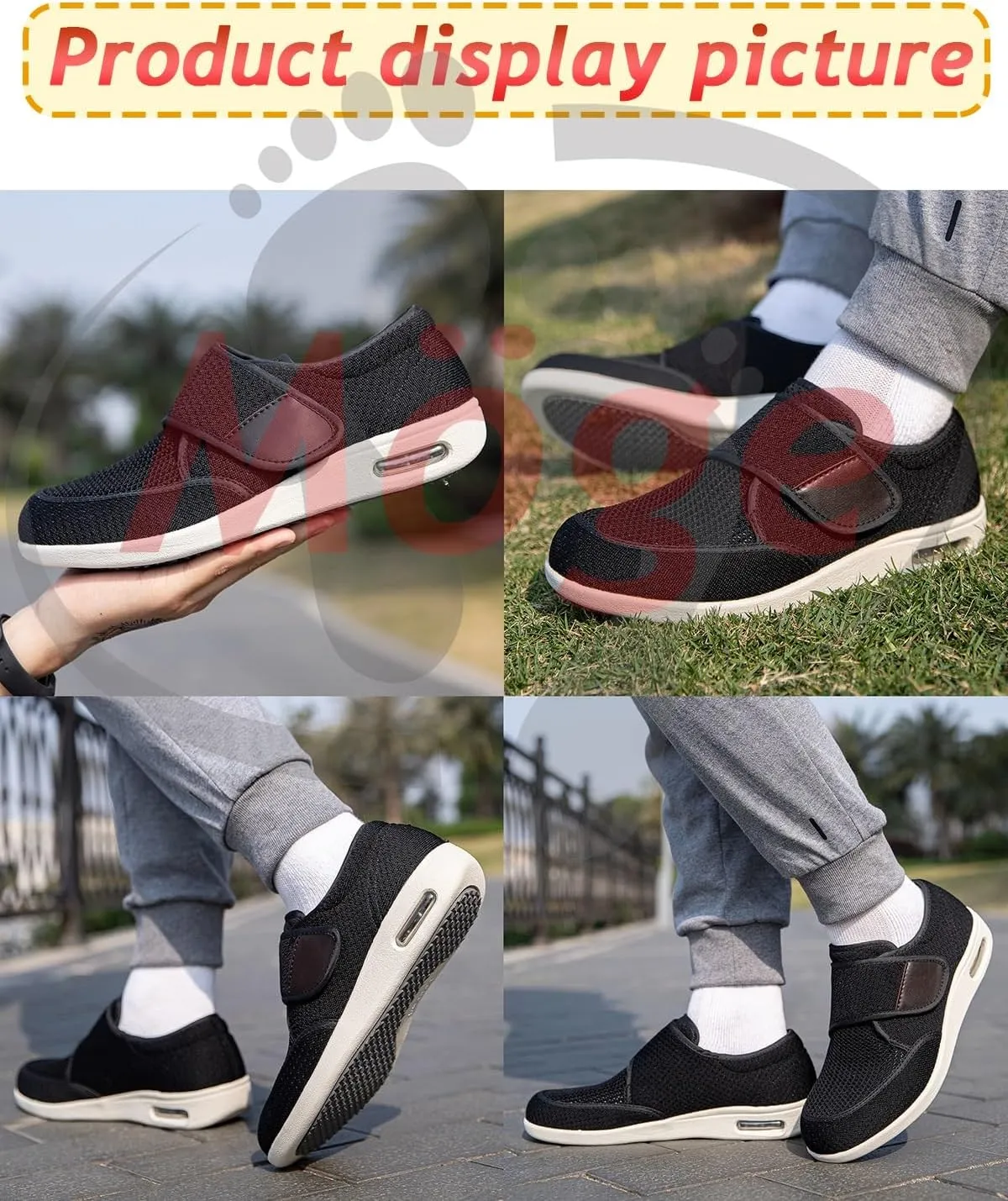 Men's Edema Shoes for Swollen Feet - Slip-On Wide Fit Trainers for Gym, Sports & Daily Wear