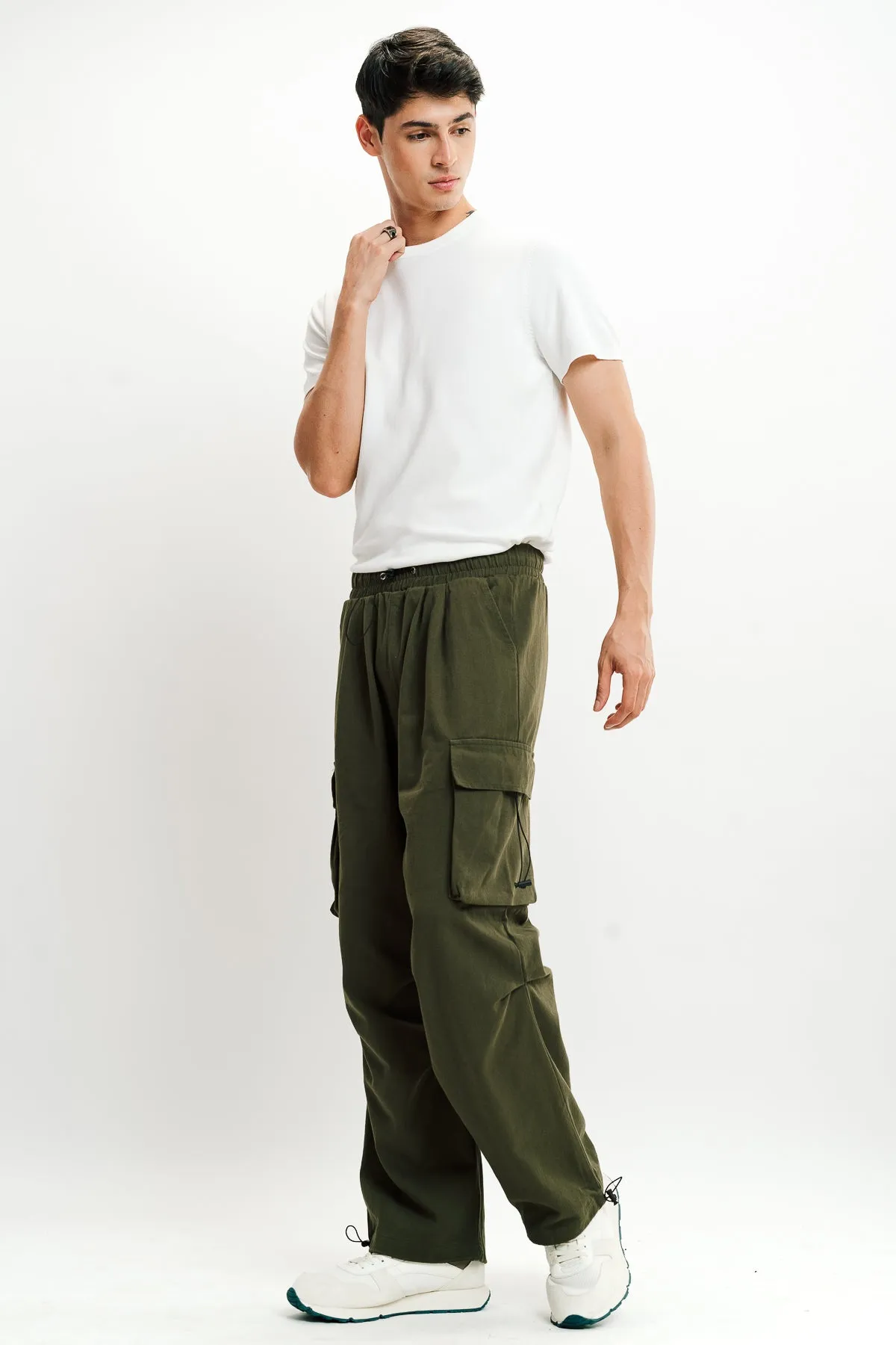 Men's Olive Green Drawstring Cargo Pant