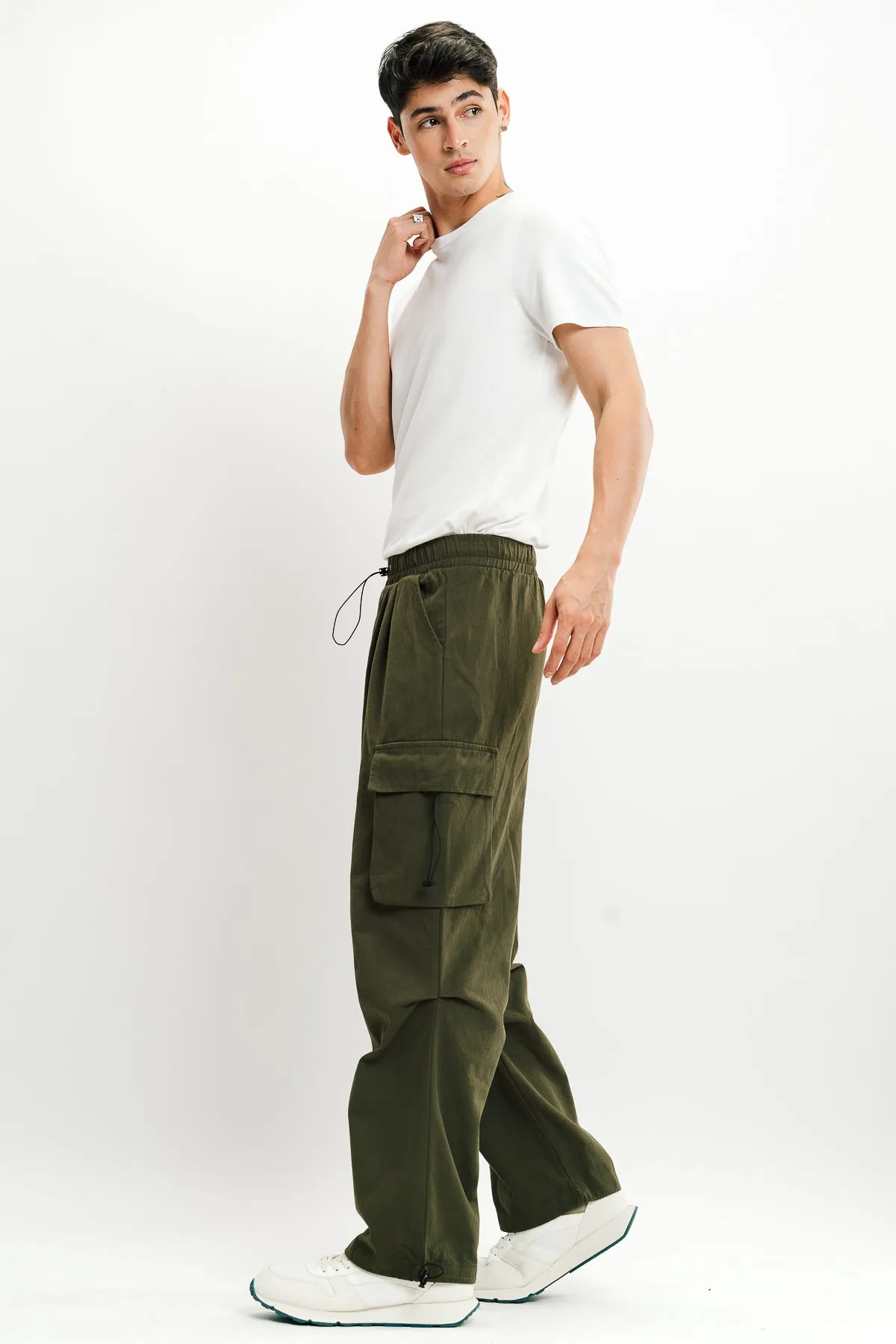 Men's Olive Green Drawstring Cargo Pant