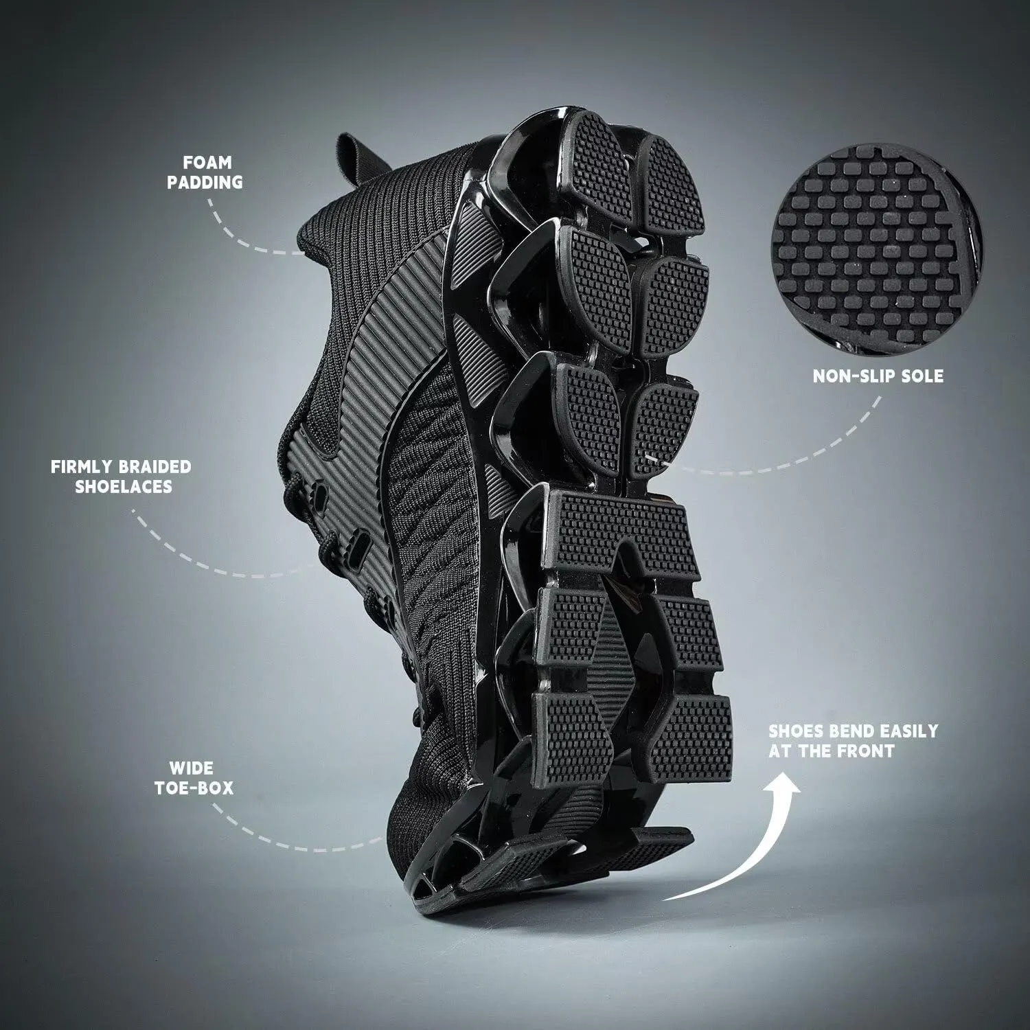 Men's Running Shoes Blade Tennis Walking Casual Fashion Sneakers Breathable Non Slip Gym Sports Work Athletic Trainers