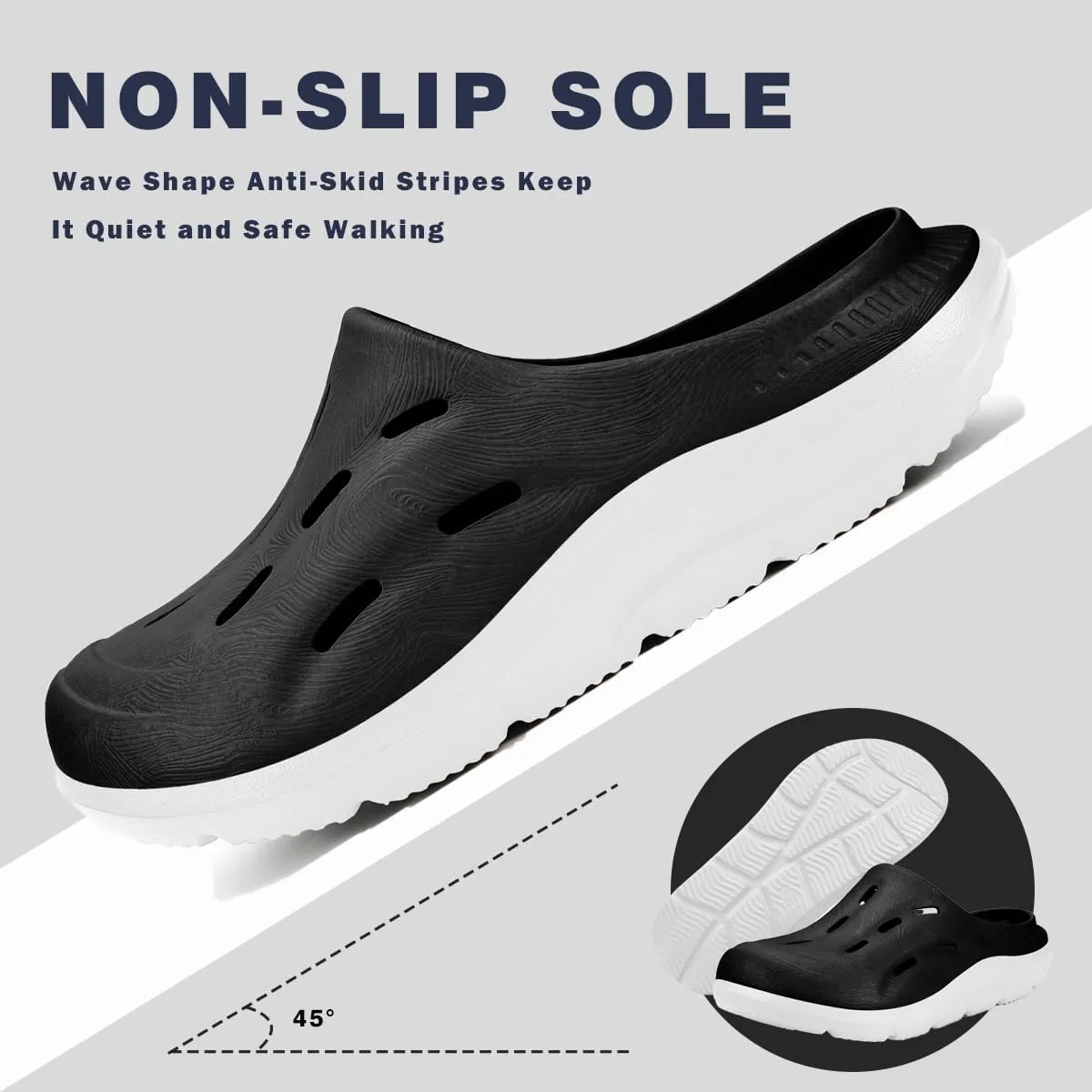 Mens Womens Wide Width Recovery Sandals Sport Slides with Plantar Fasciitis Arch Support Orthotic Clogs Shoes Comfortable Thick Cushion Shower Slippers