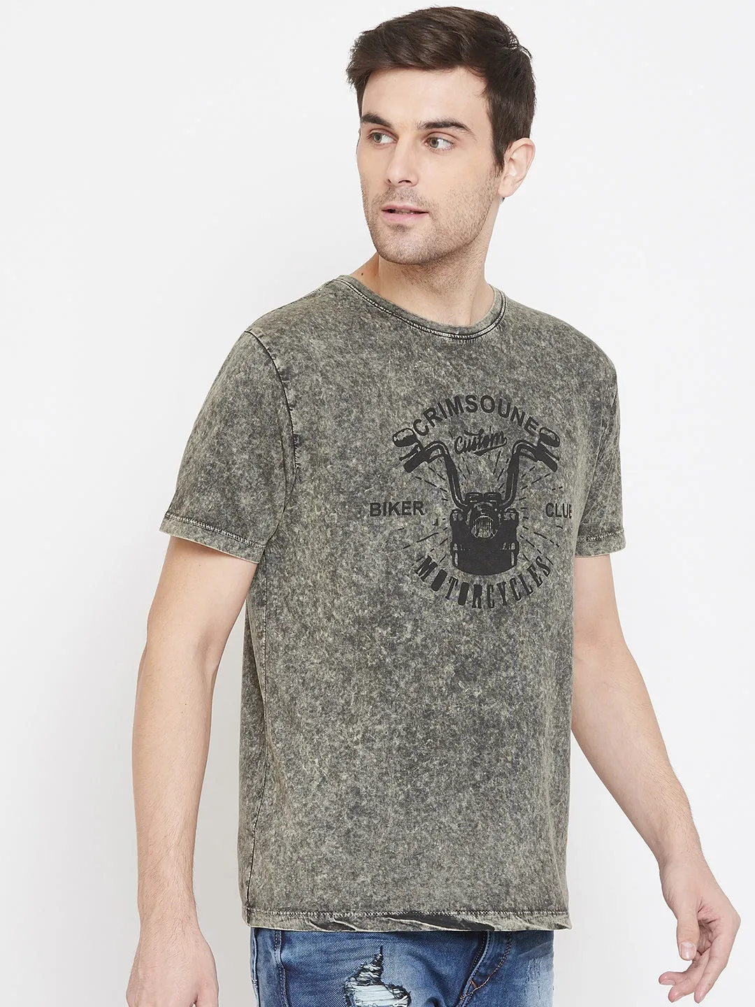 Olive Graphic Printed T-Shirt