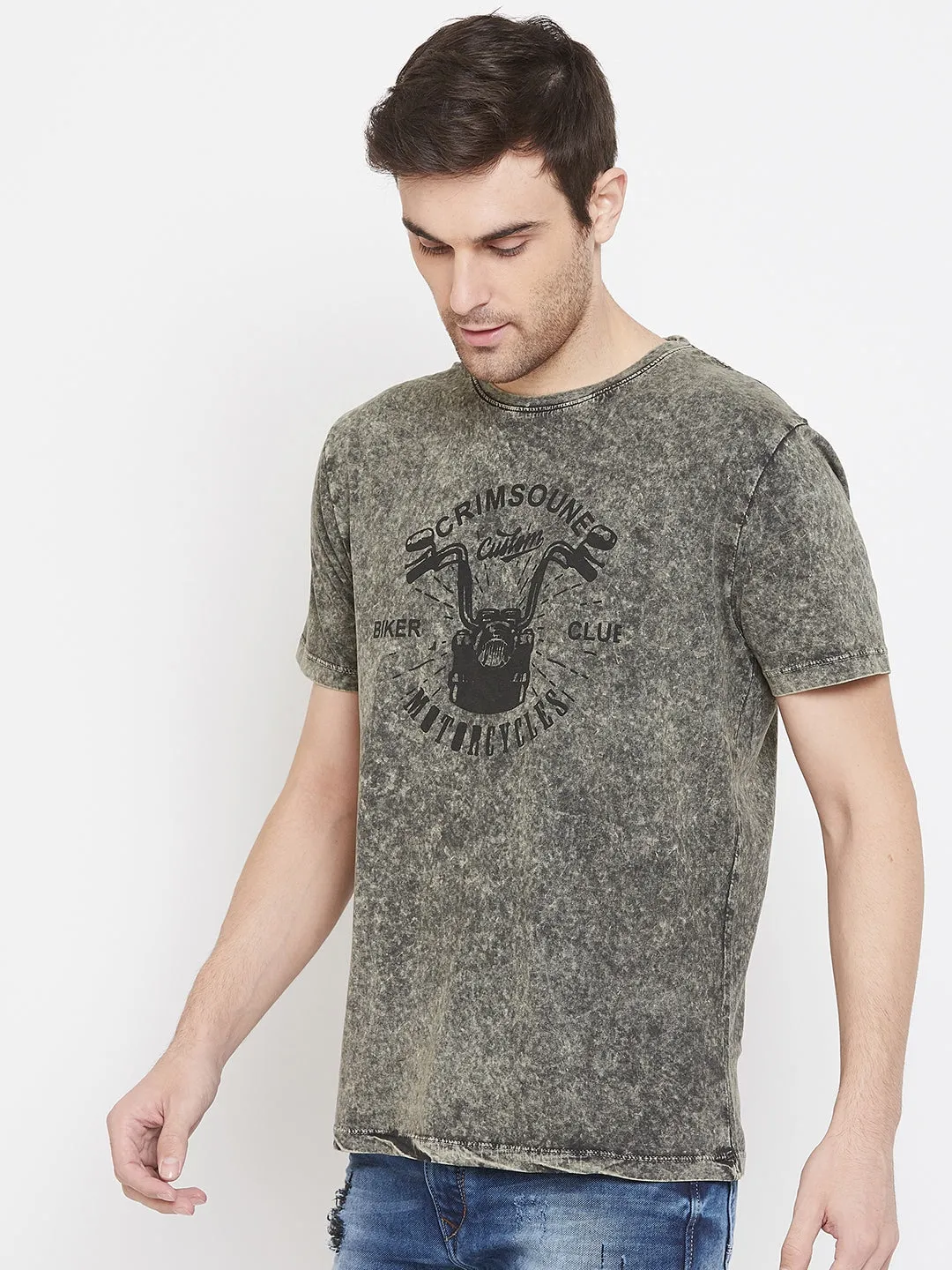 Olive Graphic Printed T-Shirt