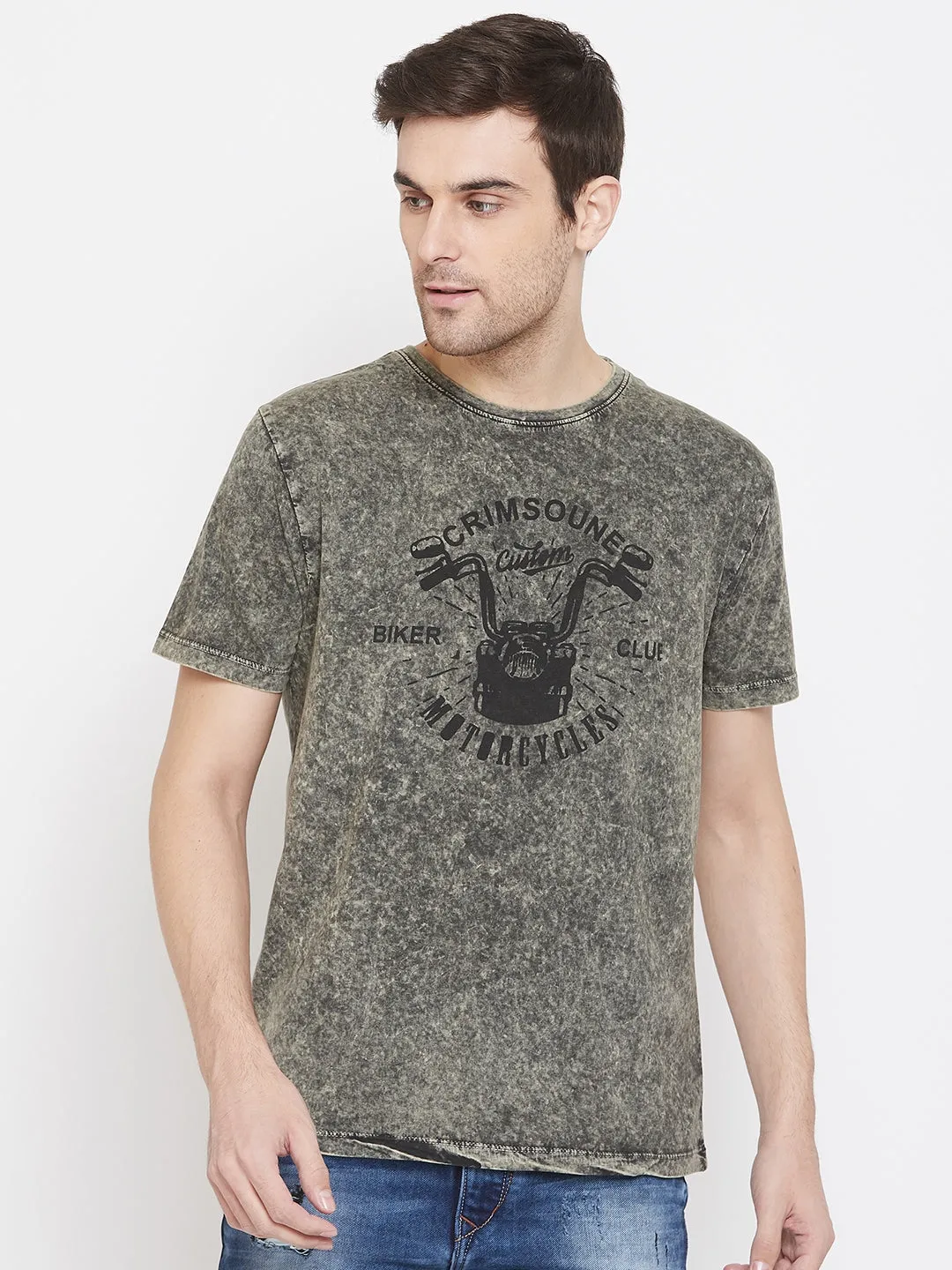 Olive Graphic Printed T-Shirt