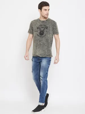 Olive Graphic Printed T-Shirt