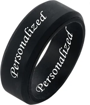 Personalize Any Name Name Date Silicone Ring, Plane Oblique Cutting Band Soft Rubber Ring for Her/Him, Rubber Engagement Bands Gift for Women Men, (Multicolor) Size 5 to 13