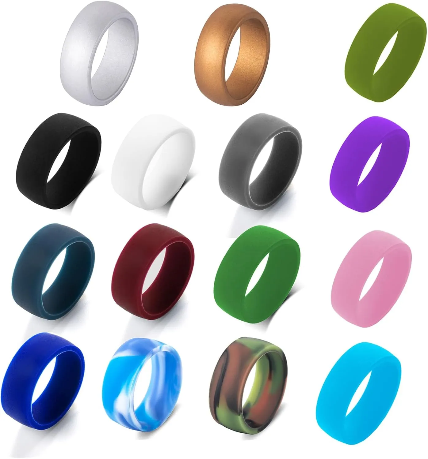 Personalize Bible Verses Rubber Ring Solid Color Cross Inspirational Faith Bible Verse 8MM Wide Blue Silicone Ring for Men Women Easter Gifts, Standard US Size 5 to 13