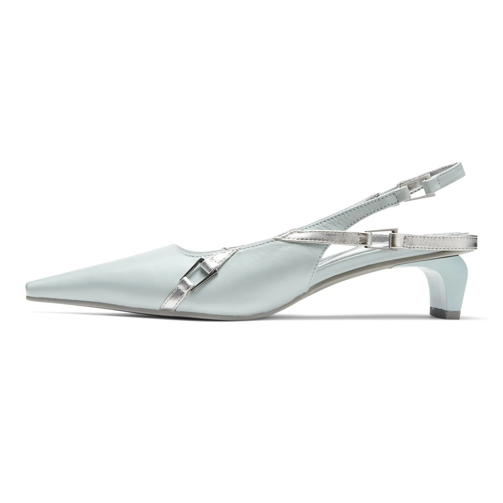 Pointed Toe Thin Buckle Heels in Blue