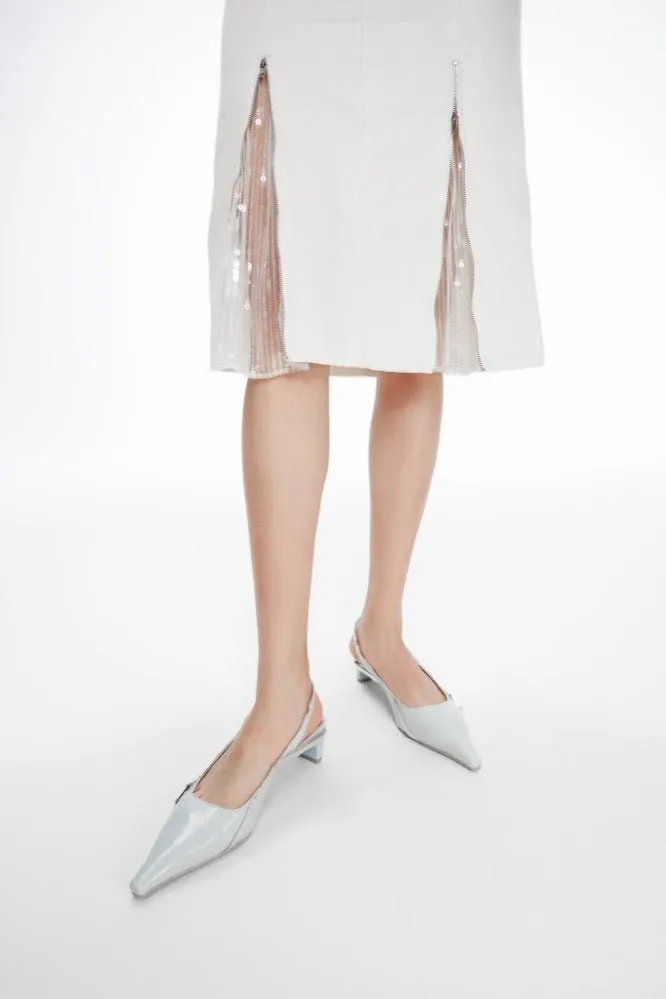 Pointed Toe Thin Buckle Heels in Blue