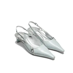 Pointed Toe Thin Buckle Heels in Blue