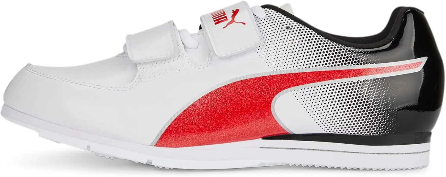 PUMA Men's EVOSPEED TRIPLE JUMP 10 Track and Field Shoe, PUMA White-PUMA Black-PUMA Red, 11.5
