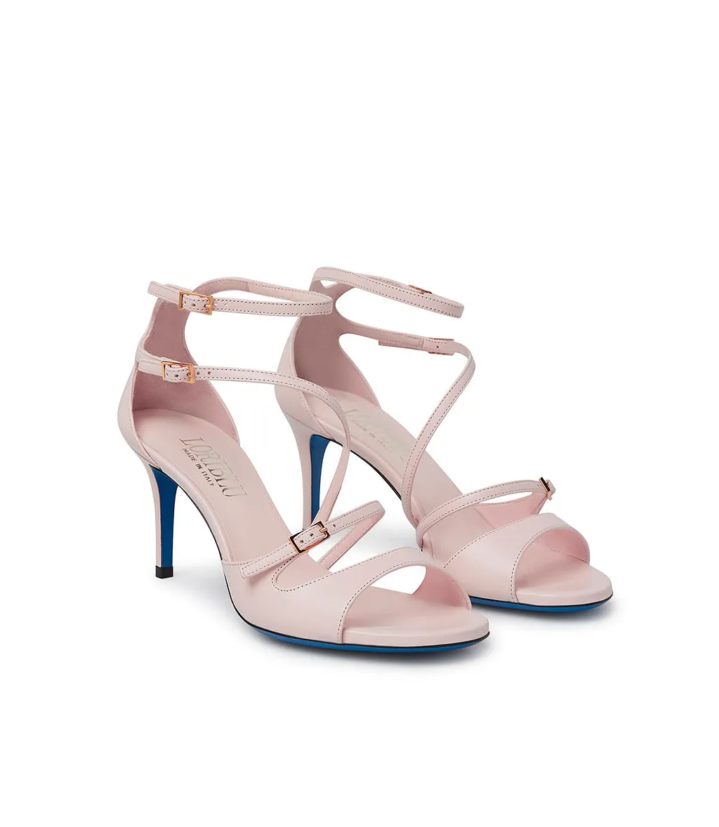 Rosé pink nappa leather straped sandal