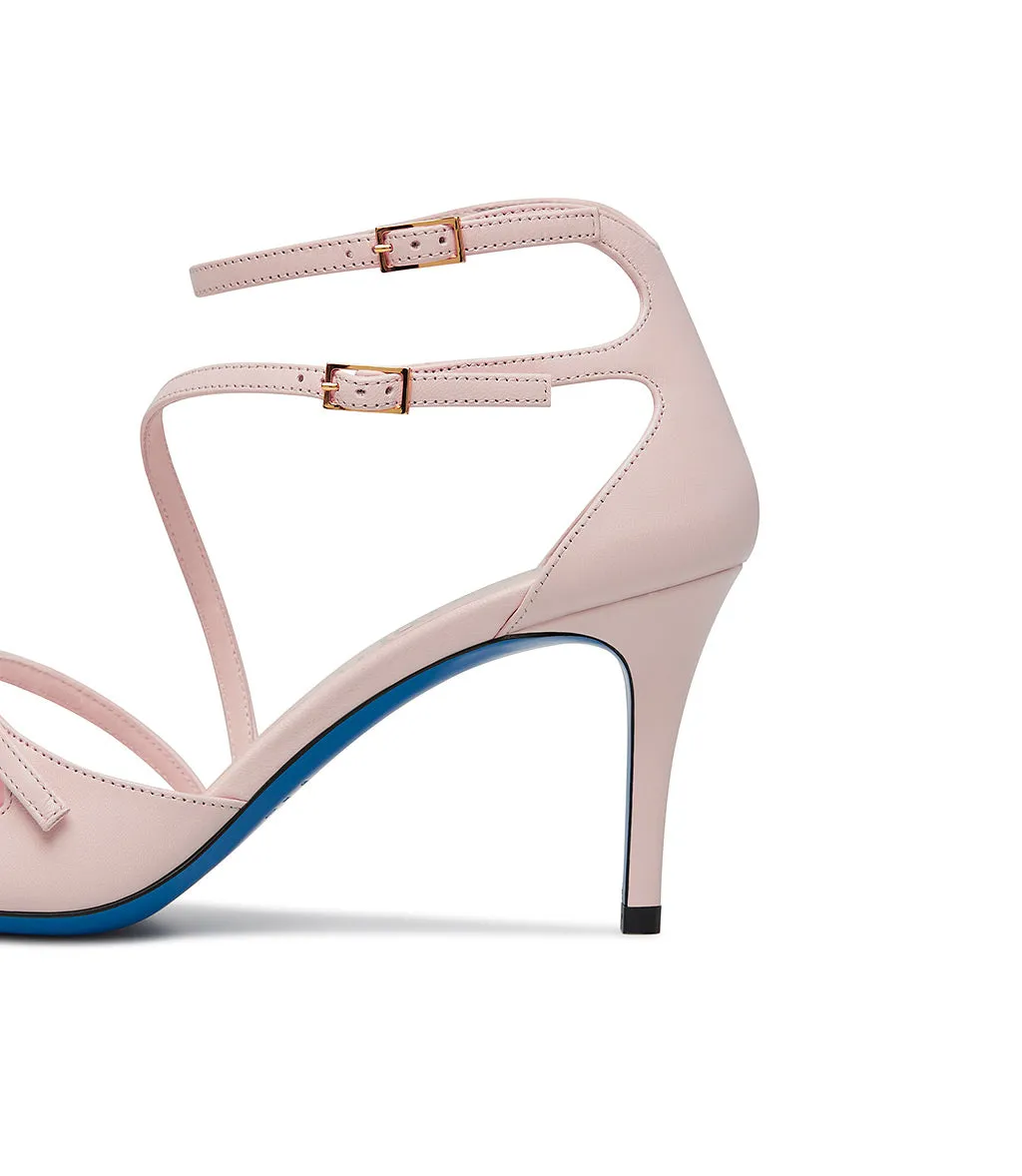 Rosé pink nappa leather straped sandal