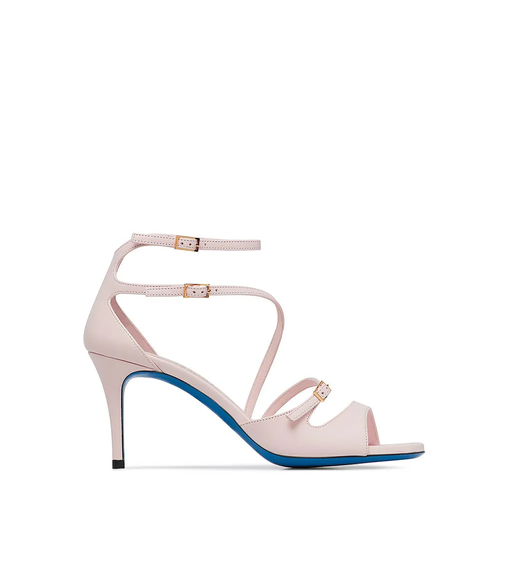 Rosé pink nappa leather straped sandal