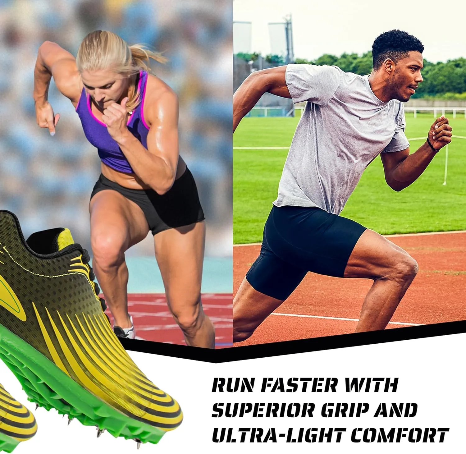 RUNIC Track & Field Shoes for Men, Women & Kids  Pro Running Spikes for Sprint, Race & Training  7 Spikes   Extra Spikes & Wrench (US Men Size)