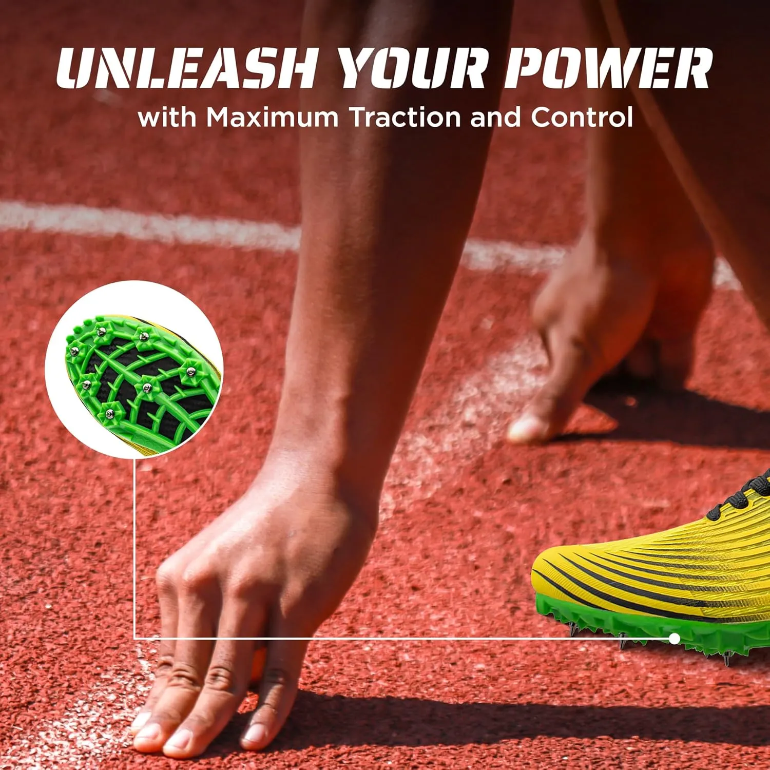 RUNIC Track & Field Shoes for Men, Women & Kids  Pro Running Spikes for Sprint, Race & Training  7 Spikes   Extra Spikes & Wrench (US Men Size)
